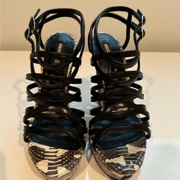 Roberto Cavalli Strappy Platform Wedges - Picture 4 of 13